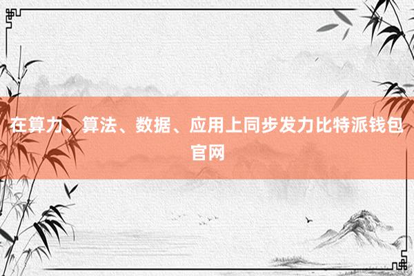 在算力、算法、数据、应用上同步发力比特派钱包官网