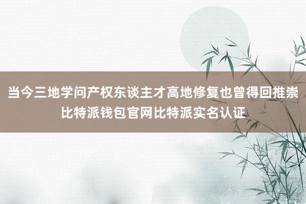 当今三地学问产权东谈主才高地修复也曾得回推崇比特派钱包官网比特派实名认证