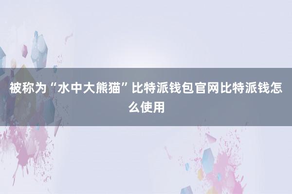 被称为“水中大熊猫”比特派钱包官网比特派钱怎么使用