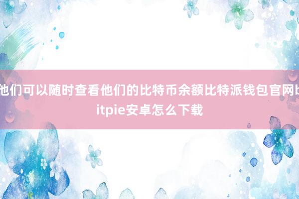 他们可以随时查看他们的比特币余额比特派钱包官网bitpie安卓怎么下载