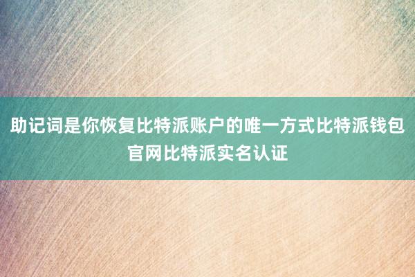 助记词是你恢复比特派账户的唯一方式比特派钱包官网比特派实名认证