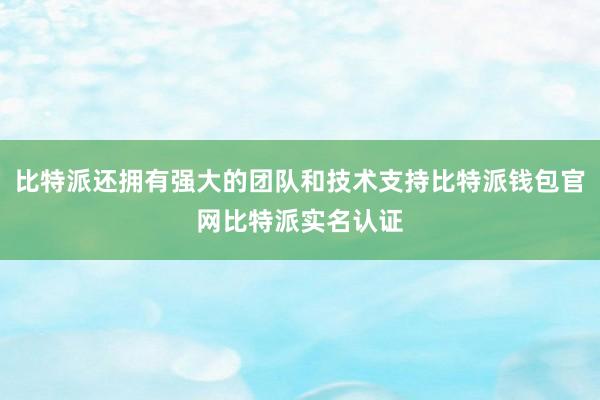 比特派还拥有强大的团队和技术支持比特派钱包官网比特派实名认证