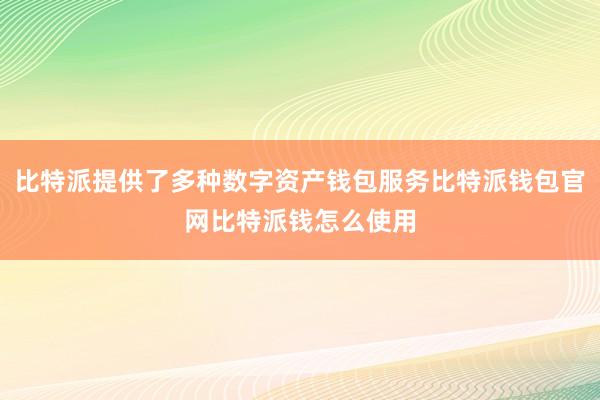 比特派提供了多种数字资产钱包服务比特派钱包官网比特派钱怎么使用