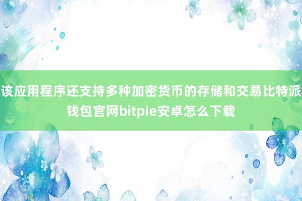 该应用程序还支持多种加密货币的存储和交易比特派钱包官网bitpie安卓怎么下载