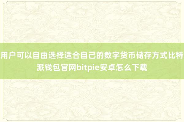 用户可以自由选择适合自己的数字货币储存方式比特派钱包官网bitpie安卓怎么下载