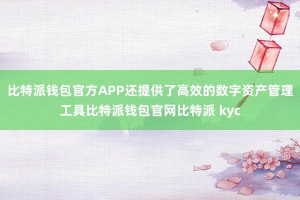 比特派钱包官方APP还提供了高效的数字资产管理工具比特派钱包官网比特派 kyc