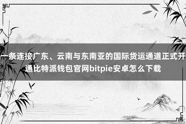 一条连接广东、云南与东南亚的国际货运通道正式开通比特派钱包官网bitpie安卓怎么下载