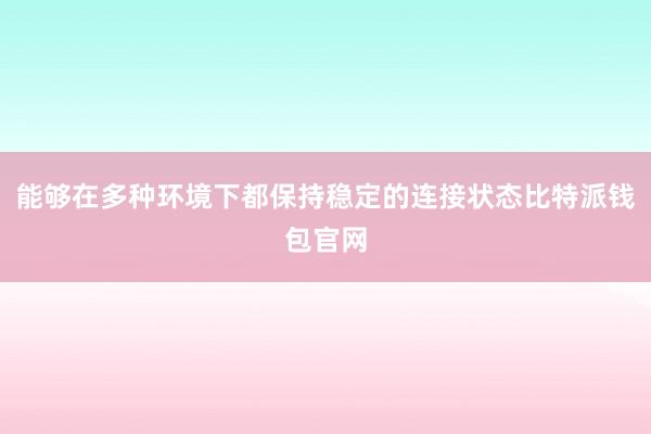 能够在多种环境下都保持稳定的连接状态比特派钱包官网