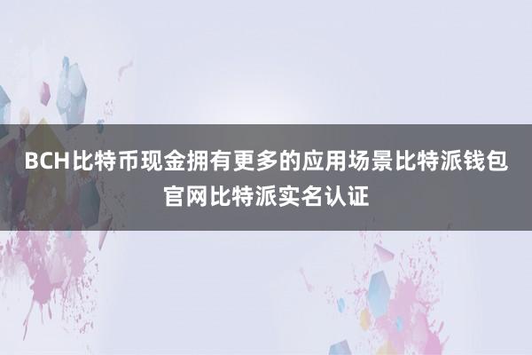 BCH比特币现金拥有更多的应用场景比特派钱包官网比特派实名认证