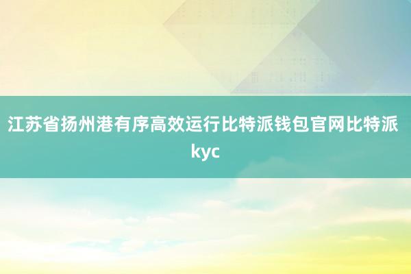 江苏省扬州港有序高效运行比特派钱包官网比特派 kyc