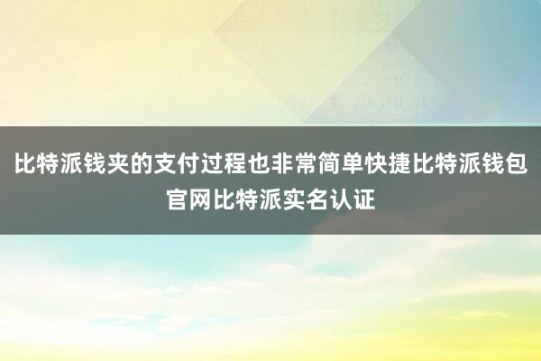 比特派钱夹的支付过程也非常简单快捷比特派钱包官网比特派实名认证